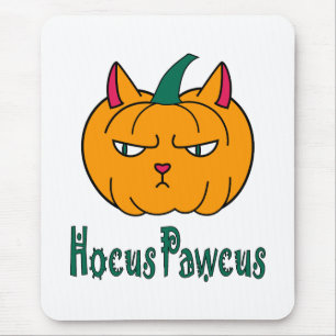 Hocus pawcus Halloween pumpkin ginger cat magic Mouse Mat