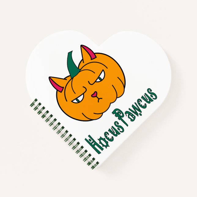 Hocus pawcus Halloween pumpkin ginger cat magic Notebook (Front)