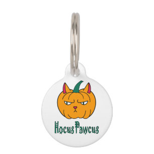 Hocus pawcus Halloween pumpkin ginger cat magic Pet Tag