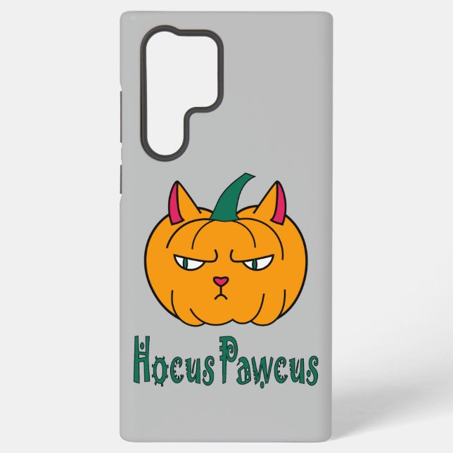 Hocus pawcus Halloween pumpkin ginger cat magic Samsung Galaxy S22 Ultra Case (Back)