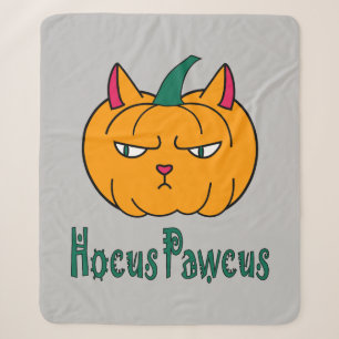Hocus pawcus Halloween pumpkin ginger cat magic Sherpa Blanket