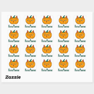 Hocus pawcus Halloween pumpkin ginger cat magic Square Sticker