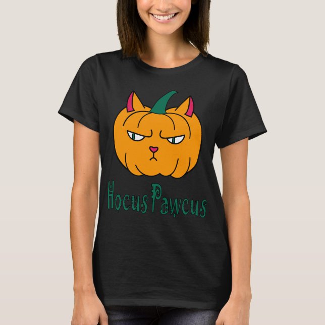 Hocus pawcus Halloween pumpkin ginger cat magic T-Shirt (Front)