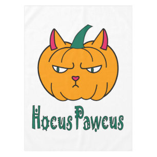 Hocus pawcus Halloween pumpkin ginger cat magic Tablecloth