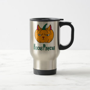 Hocus pawcus Halloween pumpkin ginger cat magic Travel Mug