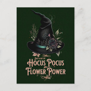 Hocus Pocus and Flower Power Witchy Postcard