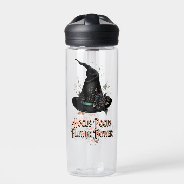 Hocus Pocus and Flower Power Witchy Water Bottle (Front)