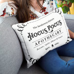 Hocus Pocus Apothecary Black and White Halloween Decorative Cushion<br><div class="desc">Welcome your guests with this spooky fun Halloween lumbar throw pillow. The stylish typography design features "The Sanderson Sisters Hocus Pocus Apothecary - Potions,  Spells,  Elixers & Tonics" wording. The black and white design is accented with scrolls,  a scull and crossbones,  and star elements.</div>