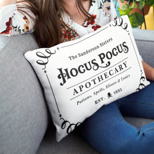 Hocus Pocus Apothecary Black and White Halloween Decorative Cushion
