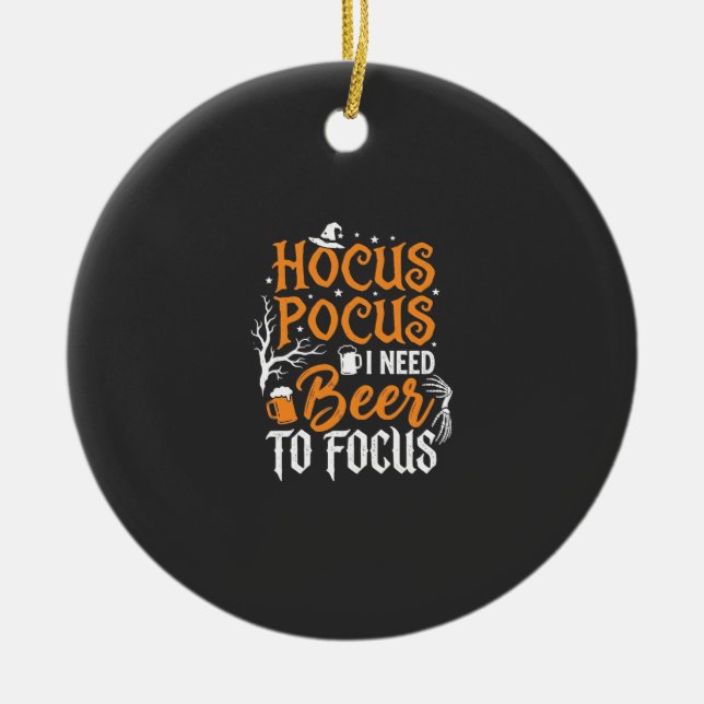 Hocus Pocus Beer Halloween Design_1 Ceramic Tree Decoration (Front)
