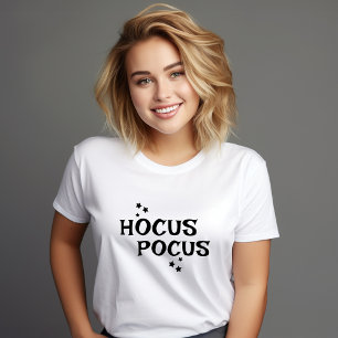 Hocus Pocus Black and White Halloween Stars Womens T-Shirt