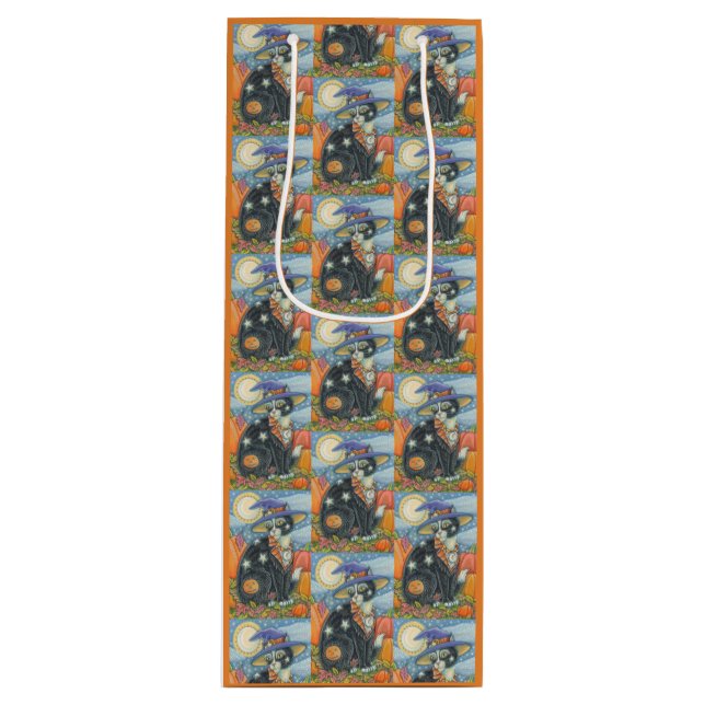 HOCUS POCUS BLACK CAT HALLOWEEN GIFT BAG - WINE (Front)