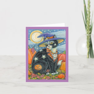 HOCUS POCUS BLACK CAT WITCH, MOUSE HALLOWEEN Blank Card