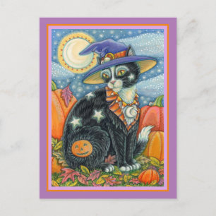 HOCUS POCUS BLACK CAT WITCH & MOUSE HALLOWEEN HOLIDAY POSTCARD