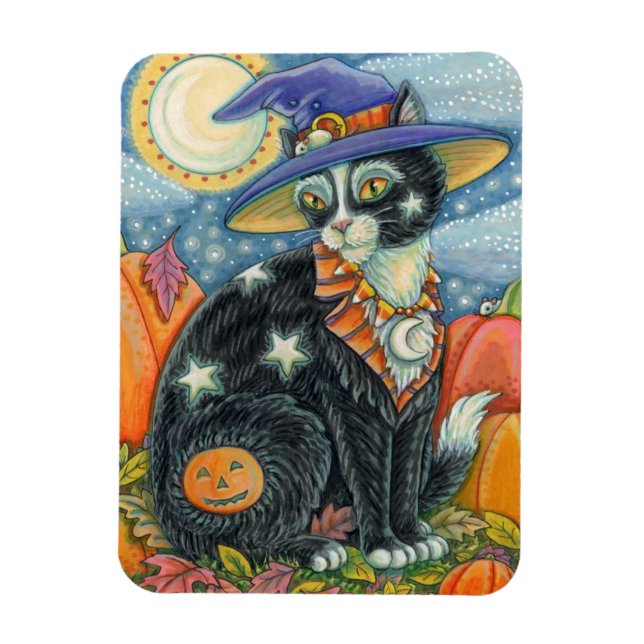 HOCUS POCUS BLACK CAT WITCH & MOUSE HALLOWEEN MAGNET (Vertical)