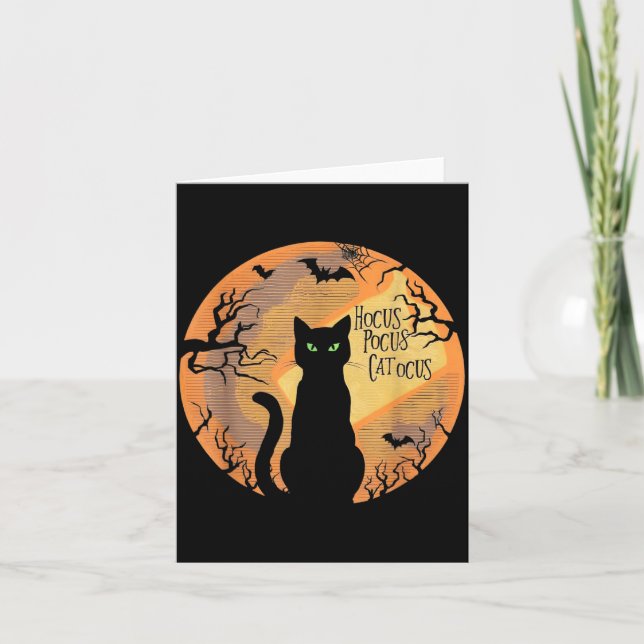 Hocus Pocus Catocus Halloween Black Cat Lover Card (Front)