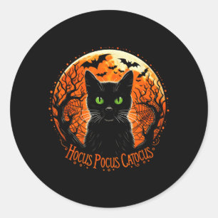 Hocus Pocus Catocus Halloween Black Cat Lover Men Classic Round Sticker