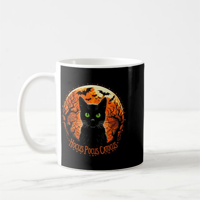 Hocus Pocus Catocus Halloween Black Cat Lover Men Coffee Mug (Left)