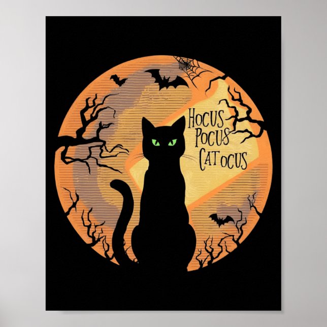 Hocus Pocus Catocus Halloween Black Cat Lover Poster (Front)