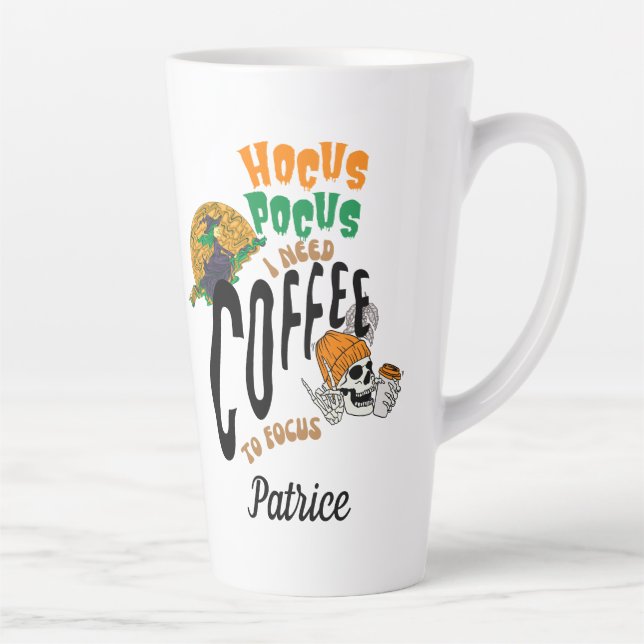 HOCUS POCUS COFFEE TIME HALLOWEEN SKELETON WITCH  LATTE MUG (Right)