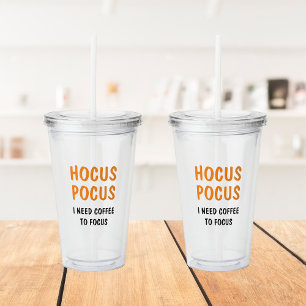 Hocus Pocus Funny Halloween Quote Orange Acrylic Tumbler
