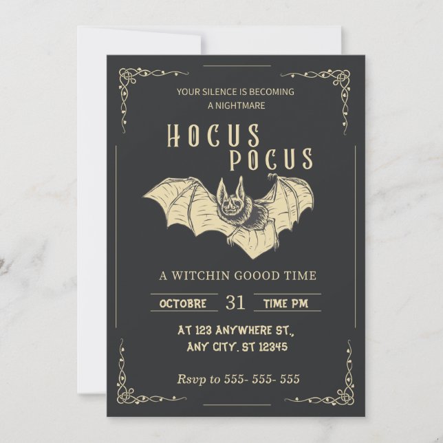 Hocus Pocus Halloween Party Invitation  (Front)