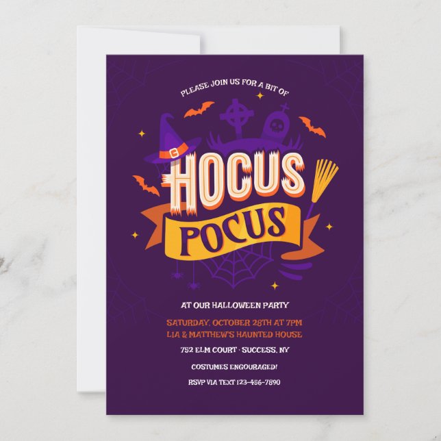 Hocus Pocus Halloween Party Invitation (Front)
