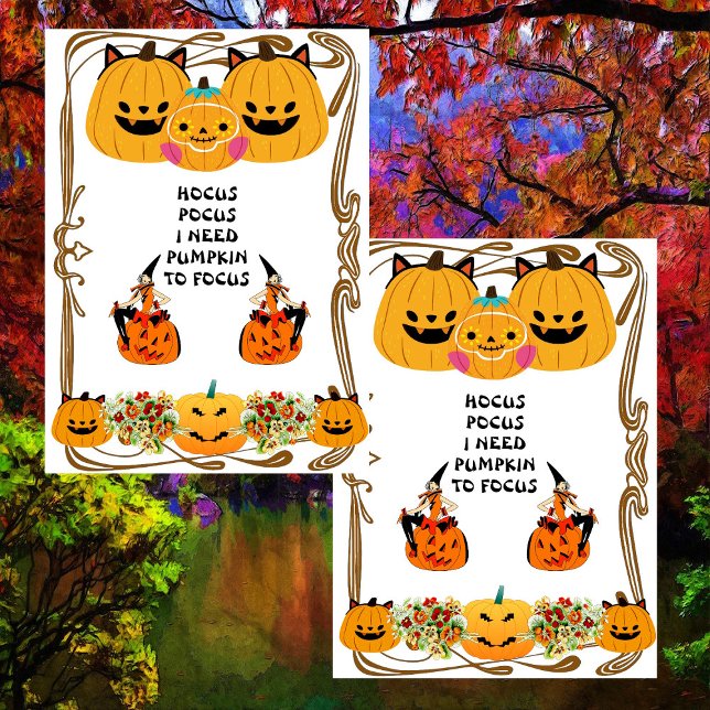 Hocus Pocus Halloween Witch Spooky Gold Frame Cute Card (Hocus Pocus Halloween Witch Spooky Gold Frame Cute Card)