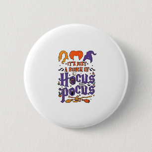 Hocus Pocus Halloween Witches Cauldron Broom Cat M 6 Cm Round Badge
