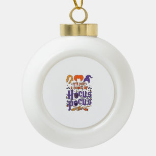 Hocus Pocus Halloween Witches Cauldron Broom Cat M Ceramic Ball Christmas Ornament