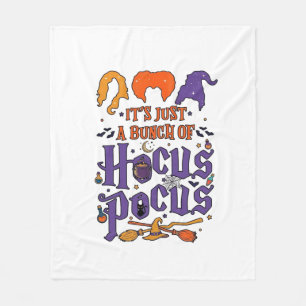 Hocus Pocus Halloween Witches Cauldron Broom Cat M Fleece Blanket