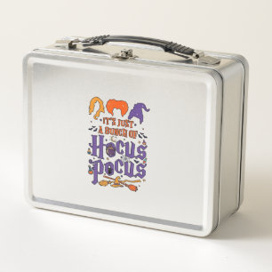 Hocus Pocus Halloween Witches Cauldron Broom Cat M Metal Lunch Box