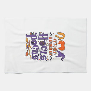 Hocus Pocus Halloween Witches Cauldron Broom Cat M Tea Towel