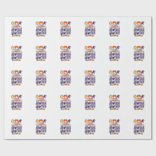 Hocus Pocus Halloween Witches Cauldron Broom Cat M Wrapping Paper