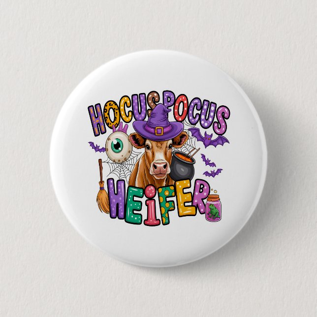Hocus Pocus Heifer Halloween Cow 6 Cm Round Badge (Front)