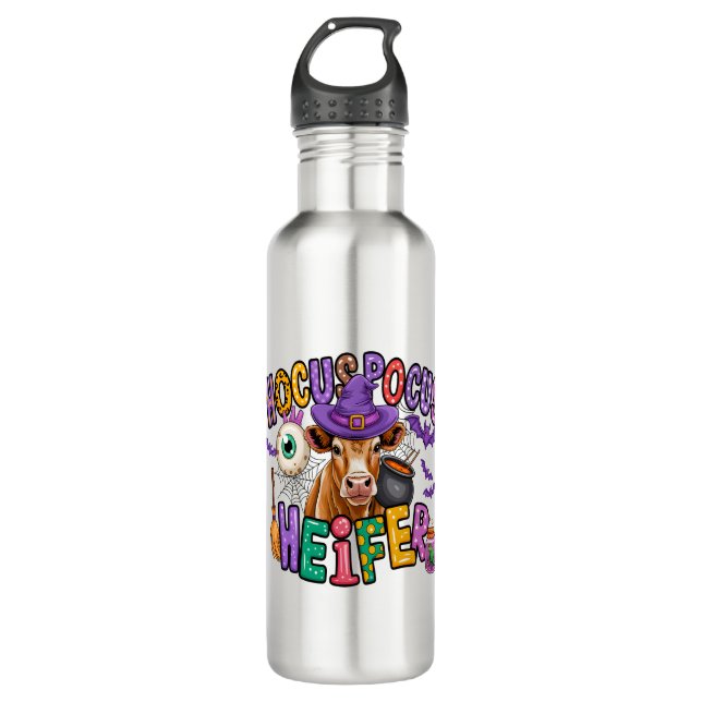 Hocus Pocus Heifer Halloween Cow 710 Ml Water Bottle (Front)