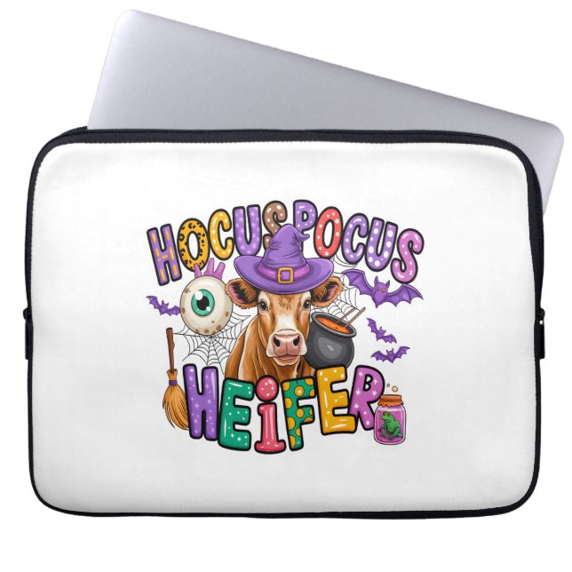 Hocus Pocus Heifer Halloween Cow Laptop Sleeve (Front)