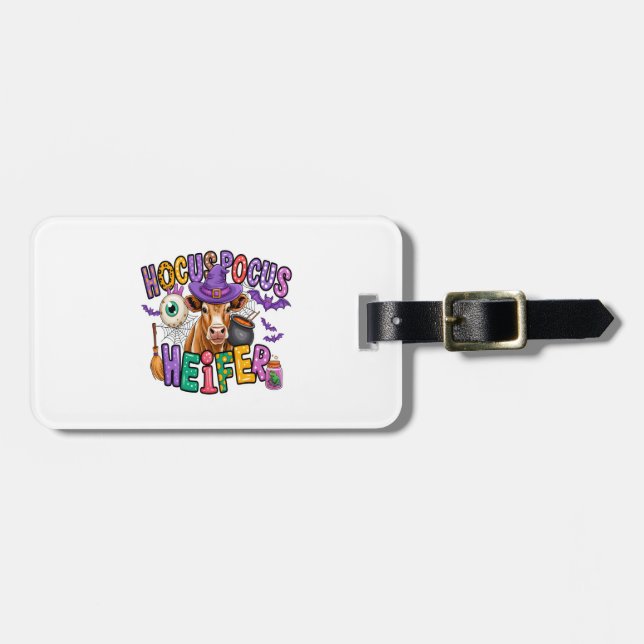 Hocus Pocus Heifer Halloween Cow Luggage Tag (Front Horizontal)