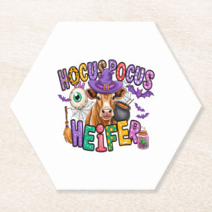 Hocus Pocus Heifer Halloween Cow Paper Coaster