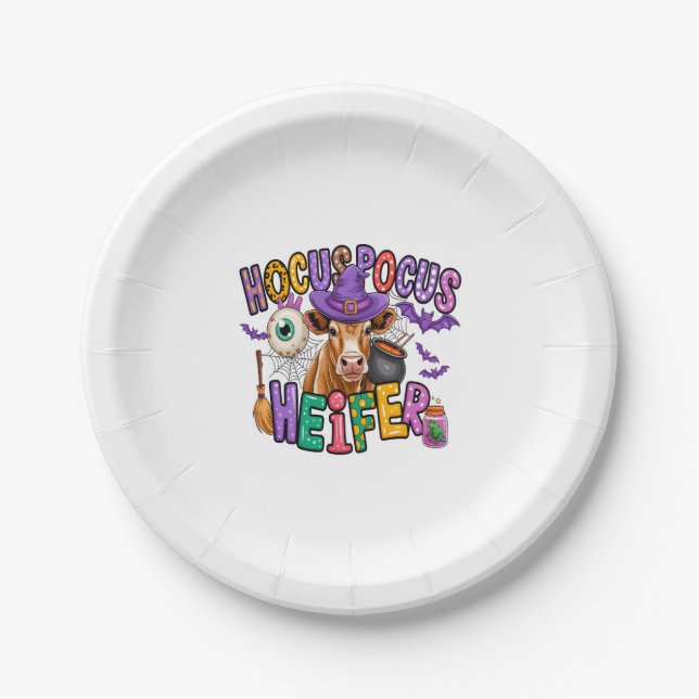 Hocus Pocus Heifer Halloween Cow Paper Plate (Front)