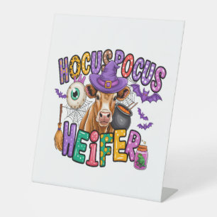 Hocus Pocus Heifer Halloween Cow Pedestal Sign