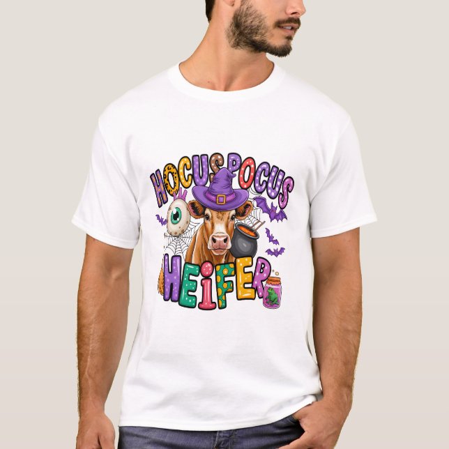 Hocus Pocus Heifer Halloween Cow T-Shirt (Front)