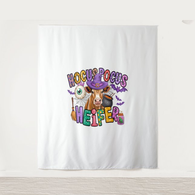 Hocus Pocus Heifer Halloween Cow Tapestry (Front)