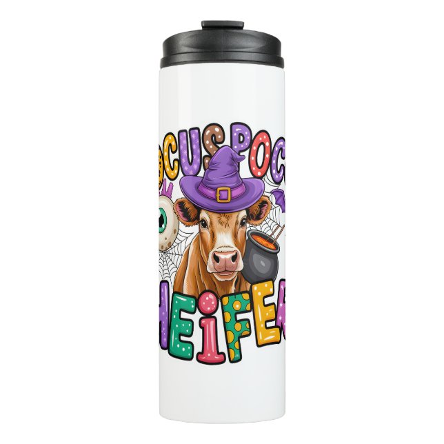 Hocus Pocus Heifer Halloween Cow Thermal Tumbler (Front)