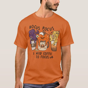 Hocus Pocus I Need Coffee to Focus Halloween Teach T-Shirt
