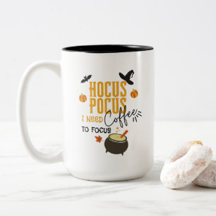 Hocus Pocus I Need coffee To Focus Halloween Two-Tone Coffee Mug