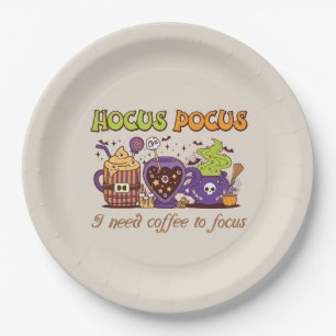 Hocus Pocus - I Need Coffee To Focus Paper Plate