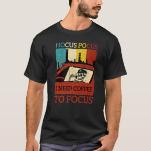 Hocus Pocus I Need Coffee to Focus Skeleton Retro T-Shirt