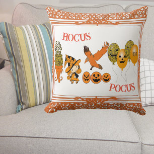 Hocus Pocus Magic Cauldron Wandering Witch Raven  Cushion