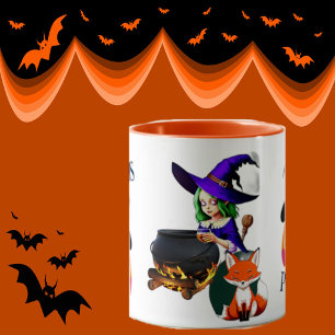 Hocus Pocus Magic Cauldron Witch Hat Fox Pumpkin Mug